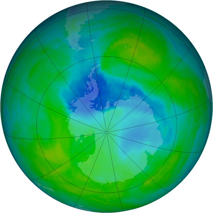 Antarctic ozone map for 17 December 1990